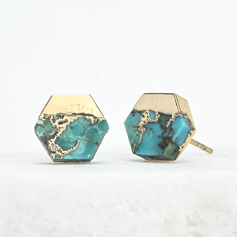 Oasis Turquoise and Gold Studs made by Starfish Project