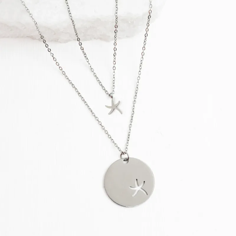 Community Silver Starfish Pendant Necklace Set made by Starfish Project