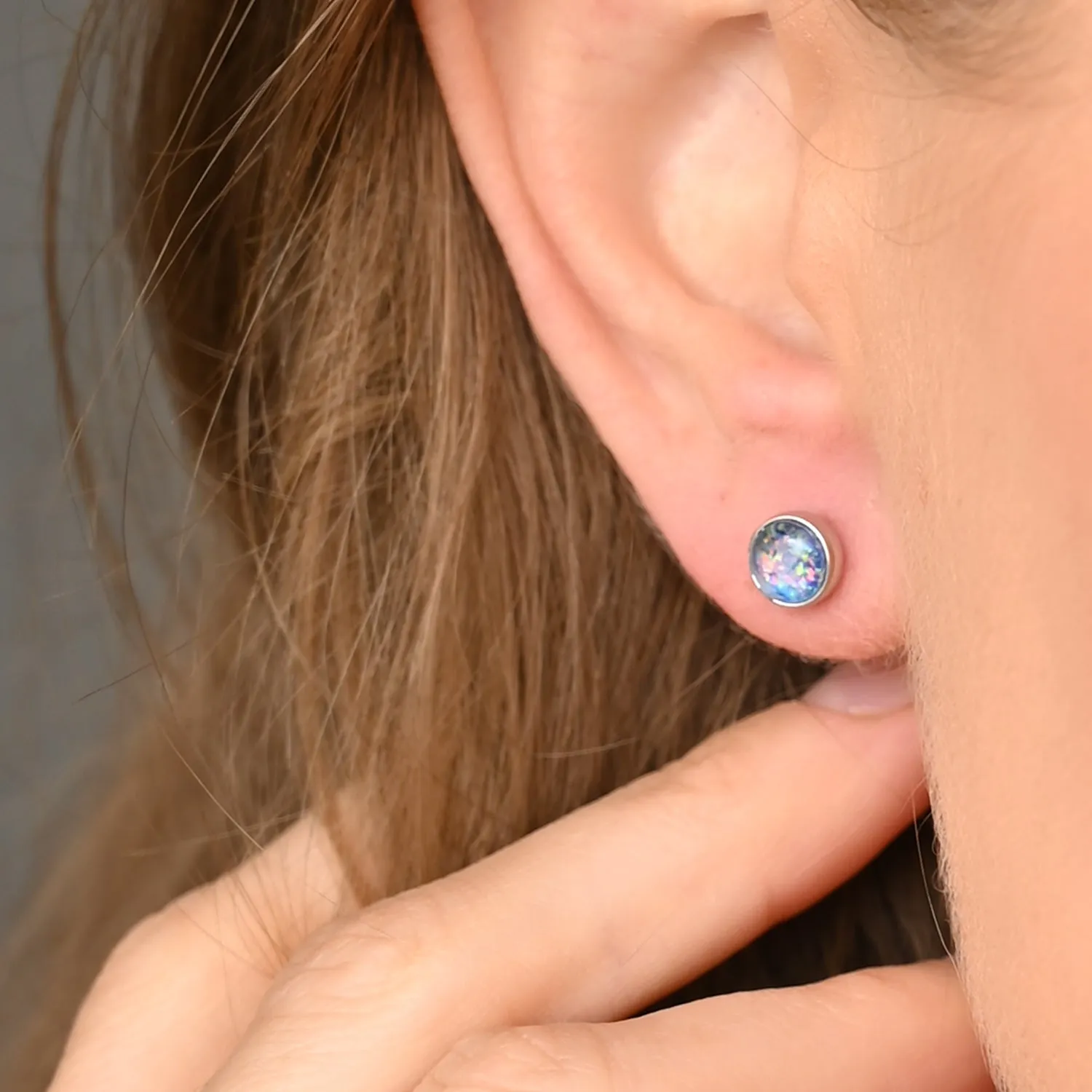 Lora Lavender Silver Stud Earrings sold by Ocelot Market product image thumbnail 2