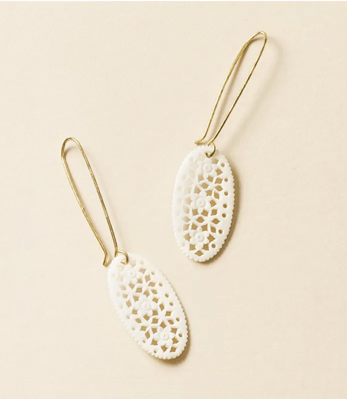 Charu Filigree Bone and Brass Drop Earrings made by Ocelot Market