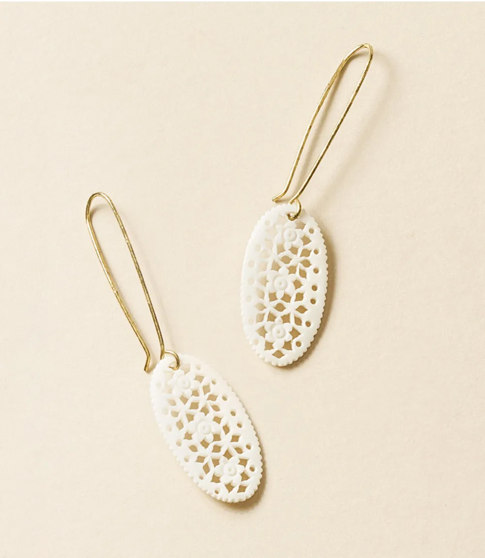 Charu Filigree Bone and Brass Drop Earrings sold by Ocelot Market