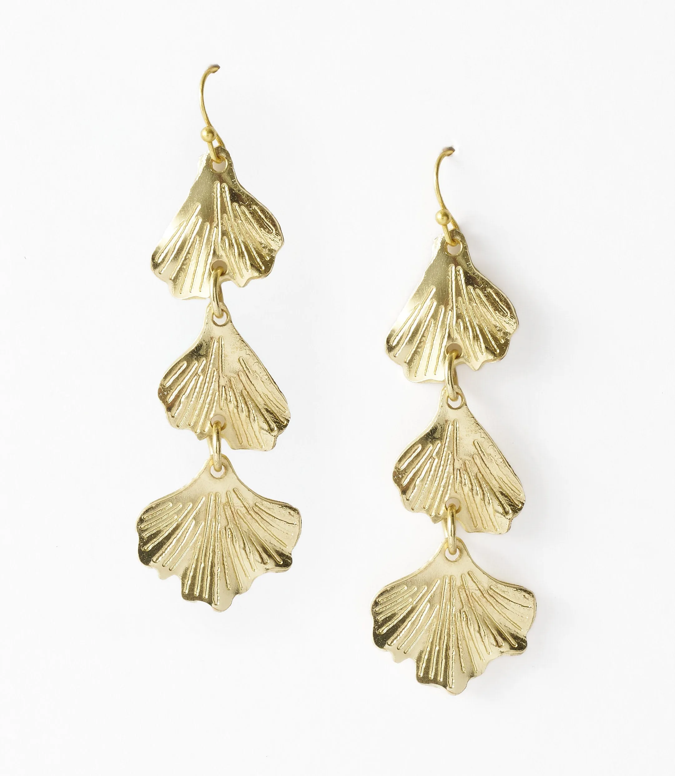 Sayuri Ginkgo Leaf Triple Drop Statement Earring sold by Ocelot Market product image thumbnail 2