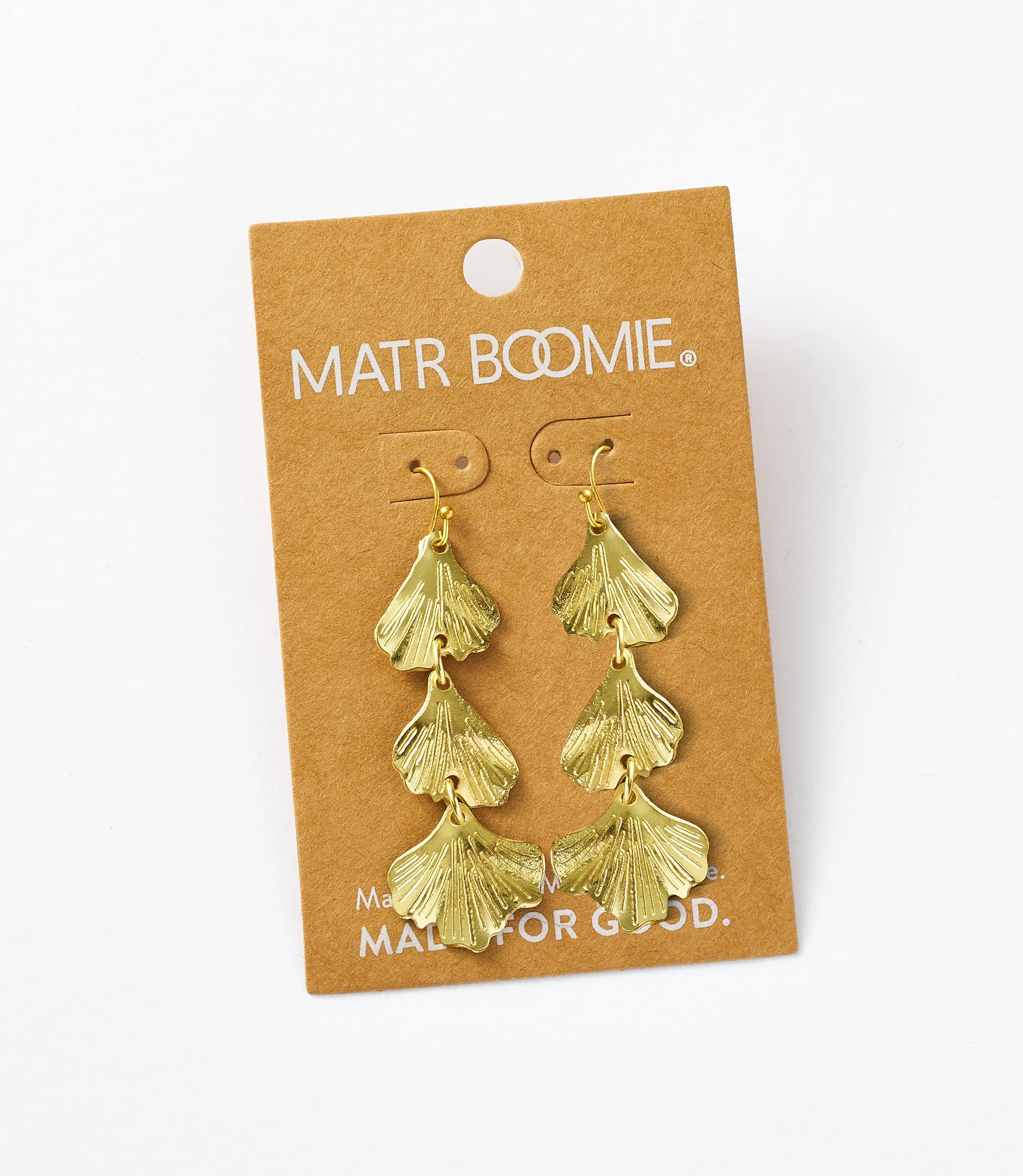 Sayuri Ginkgo Leaf Triple Drop Statement Earring sold by Ocelot Market product image thumbnail 3