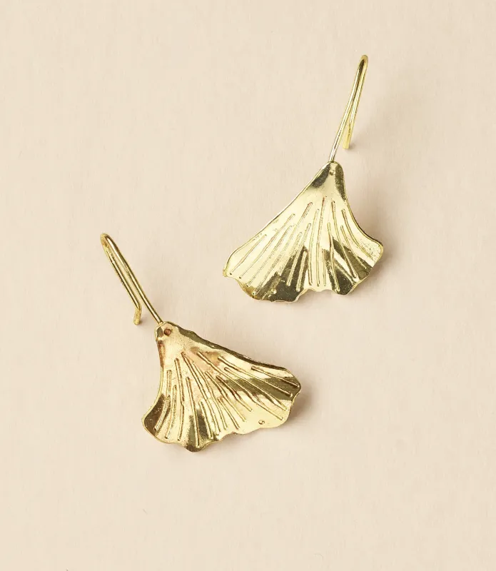 Sayuri Ginkgo Leaf Drop Earring made by Ocelot Market