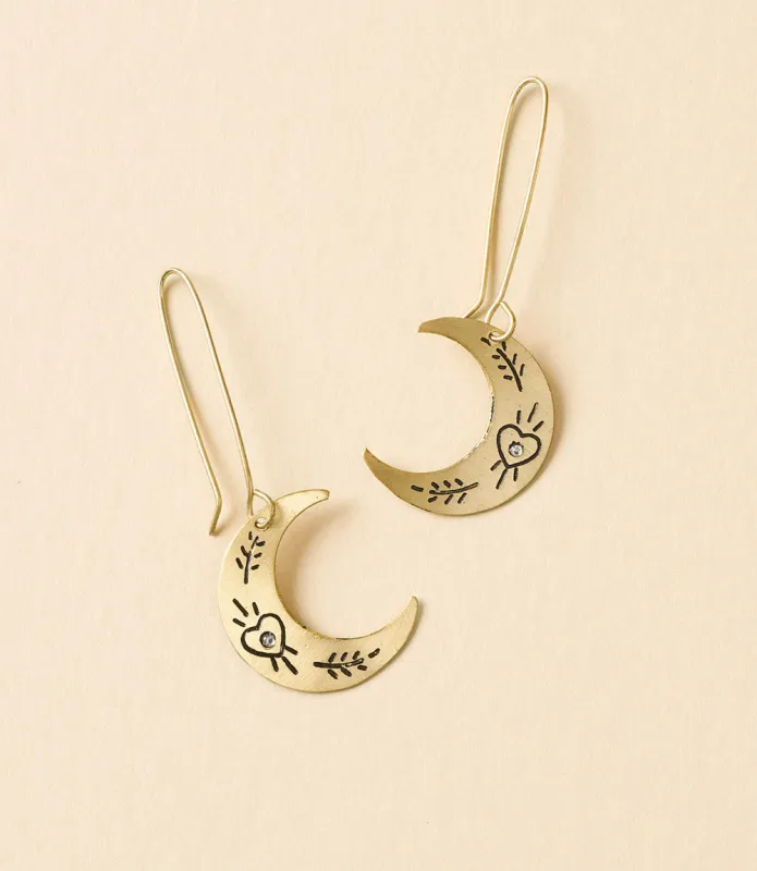 Ruchi Crescent Moon Dangle Earrings made by Ocelot Market