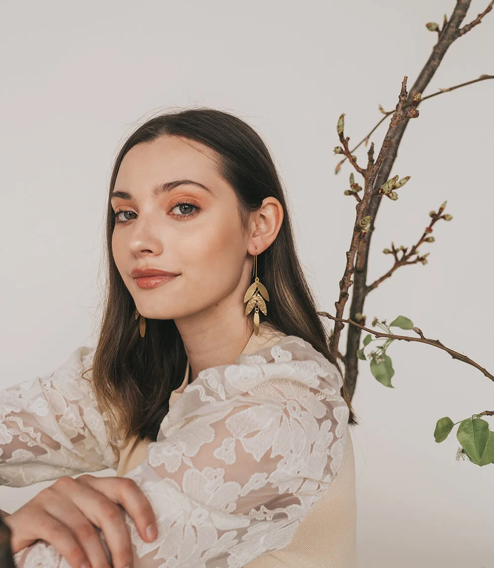 Chameli Leaf Chandelier Dangle Earrings sold by Ocelot Market product image thumbnail 3