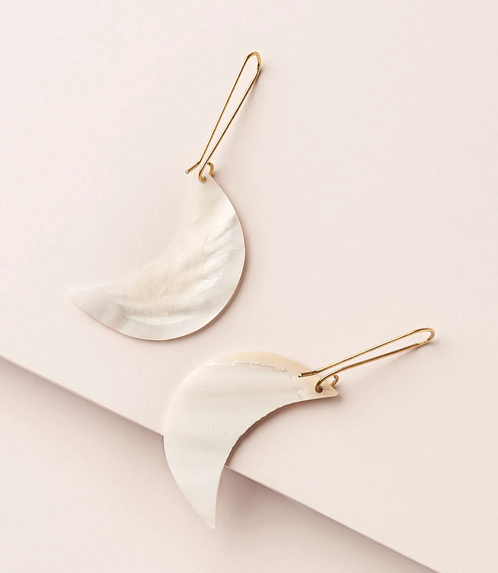 Rajani Crescent Moon Drop Earrings - Mother of Pearl sold by Ocelot Market