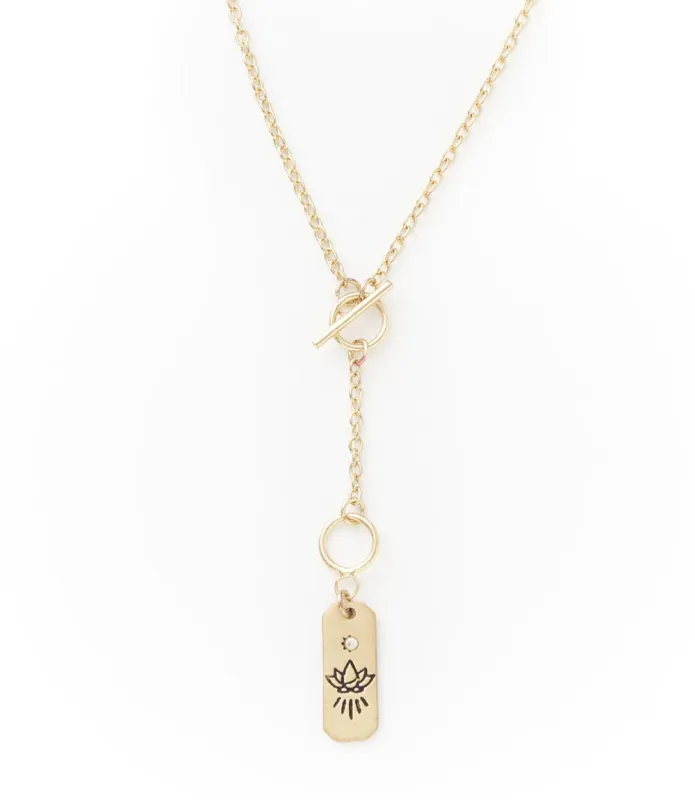 Ruchi Lotus Charm Dainty Drop Lariat Necklace made by Ocelot Market