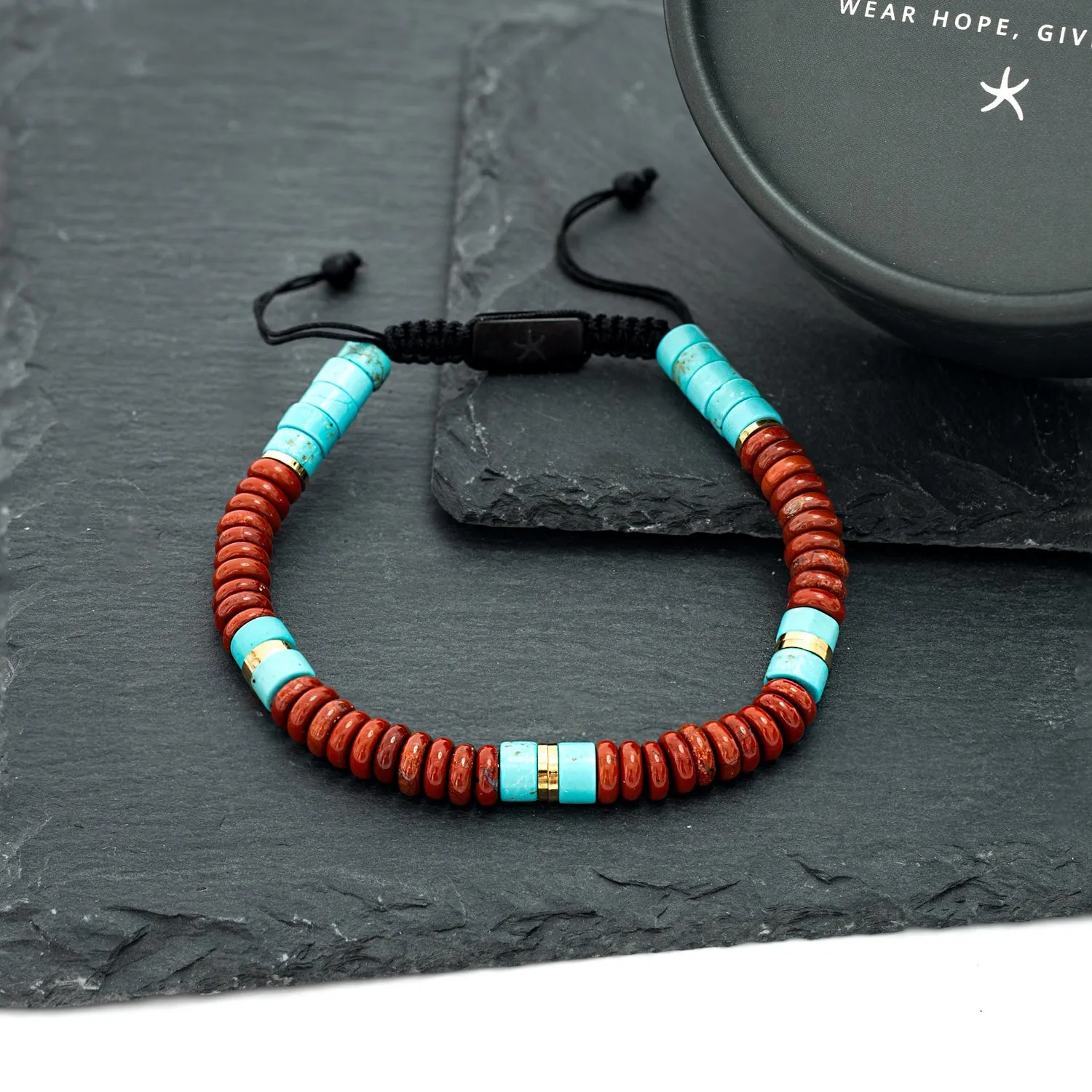 Nomadic Turquoise & Red Jasper Rope Beaded Bracelet sold by Ocelot Market product image thumbnail 3