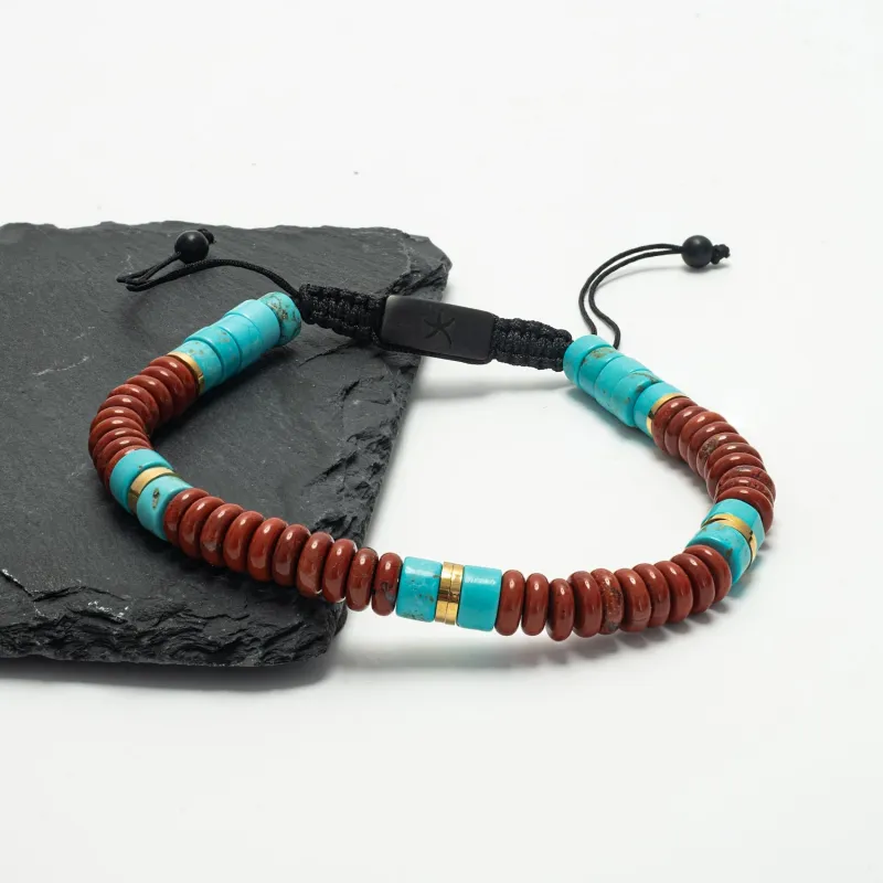Nomadic Turquoise & Red Jasper Rope Beaded Bracelet made by Starfish Project