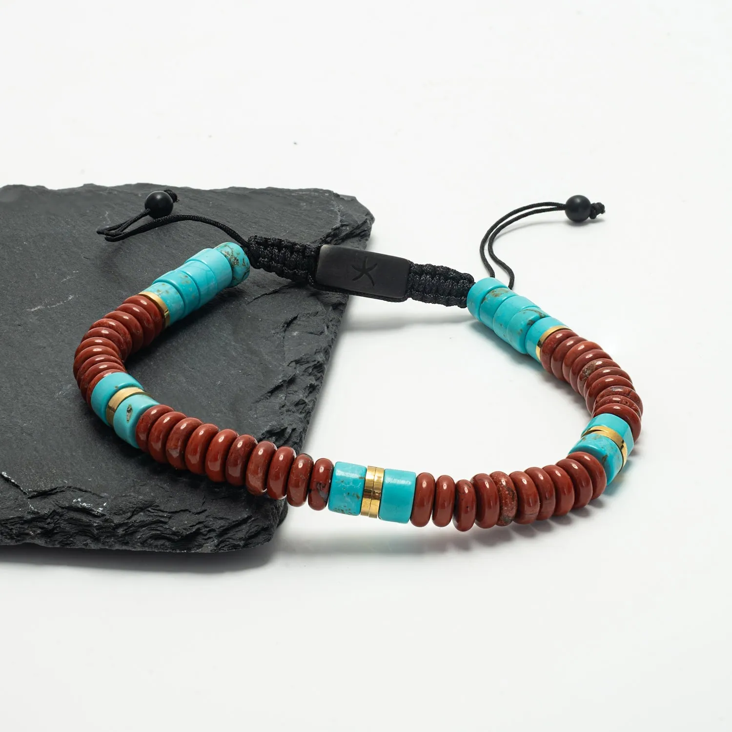 Nomadic Turquoise & Red Jasper Rope Beaded Bracelet sold by Ocelot Market