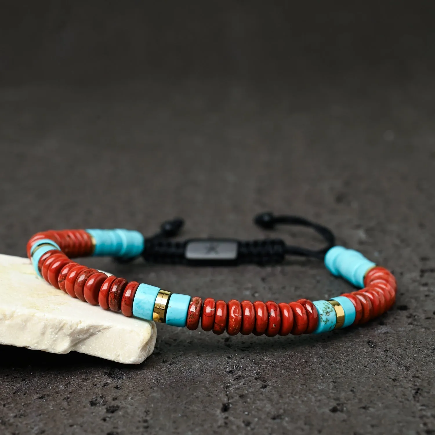 Nomadic Turquoise & Red Jasper Rope Beaded Bracelet sold by Ocelot Market product image thumbnail 5