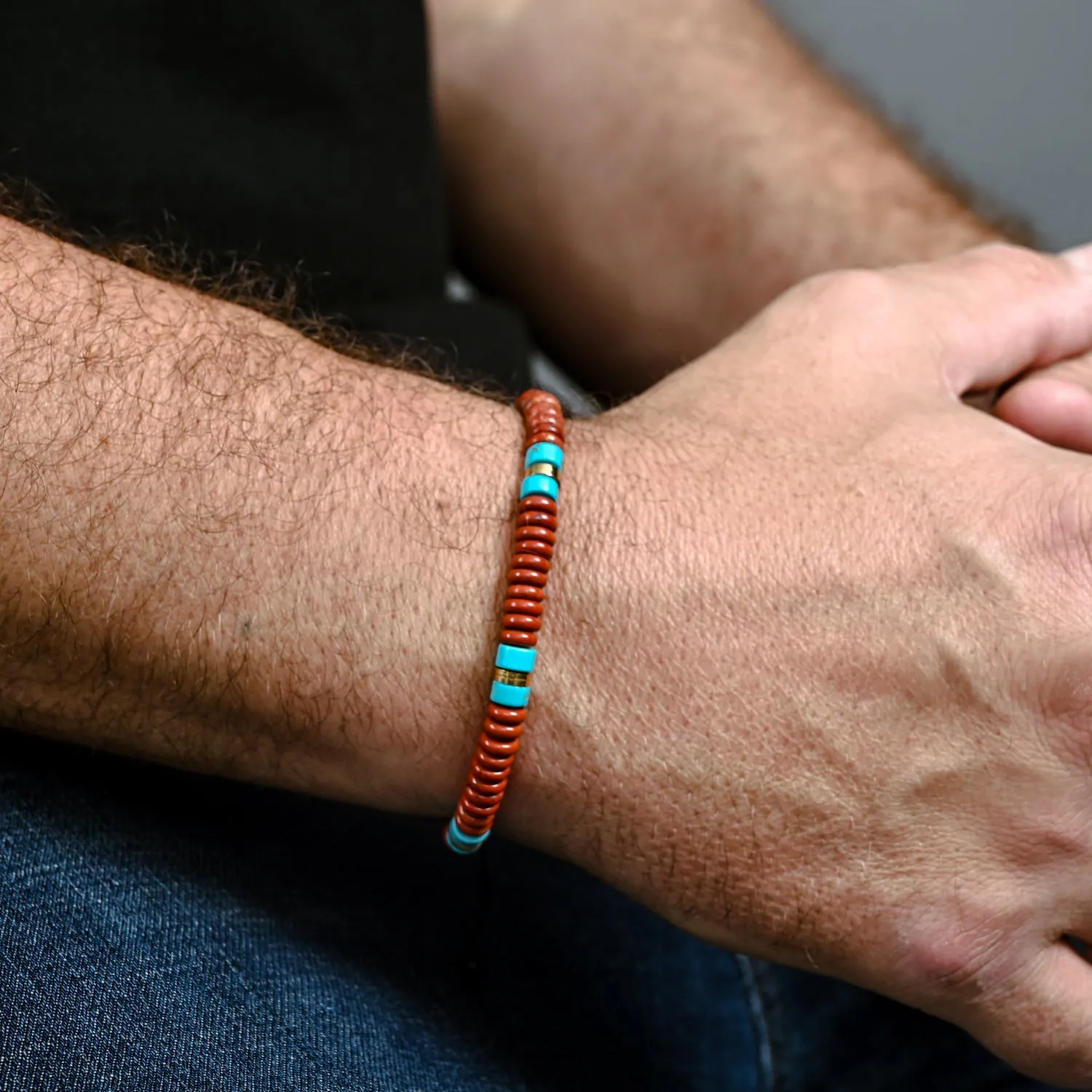 Nomadic Turquoise & Red Jasper Rope Beaded Bracelet sold by Ocelot Market product image thumbnail 2
