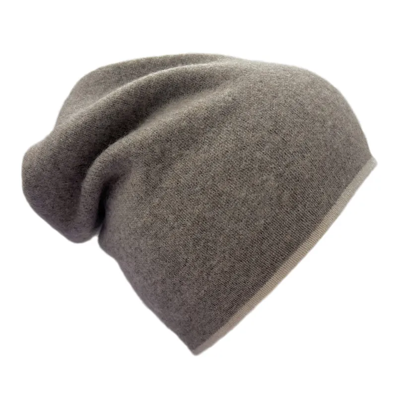 Coffee + Cream Reversible Cashmere Beanie made by Ocelot Market