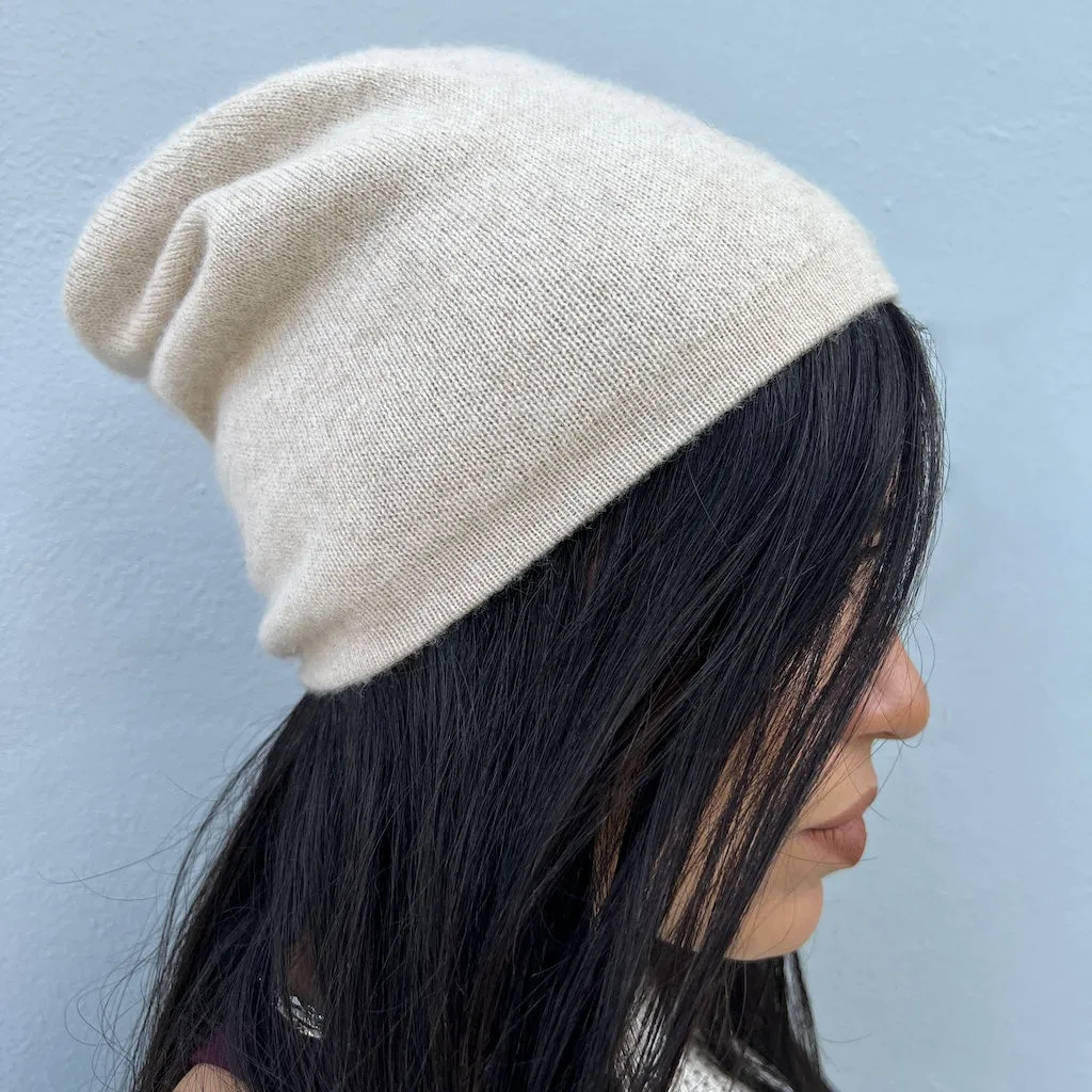 Coffee + Cream Reversible Cashmere Beanie sold by Ocelot Market product image thumbnail 2