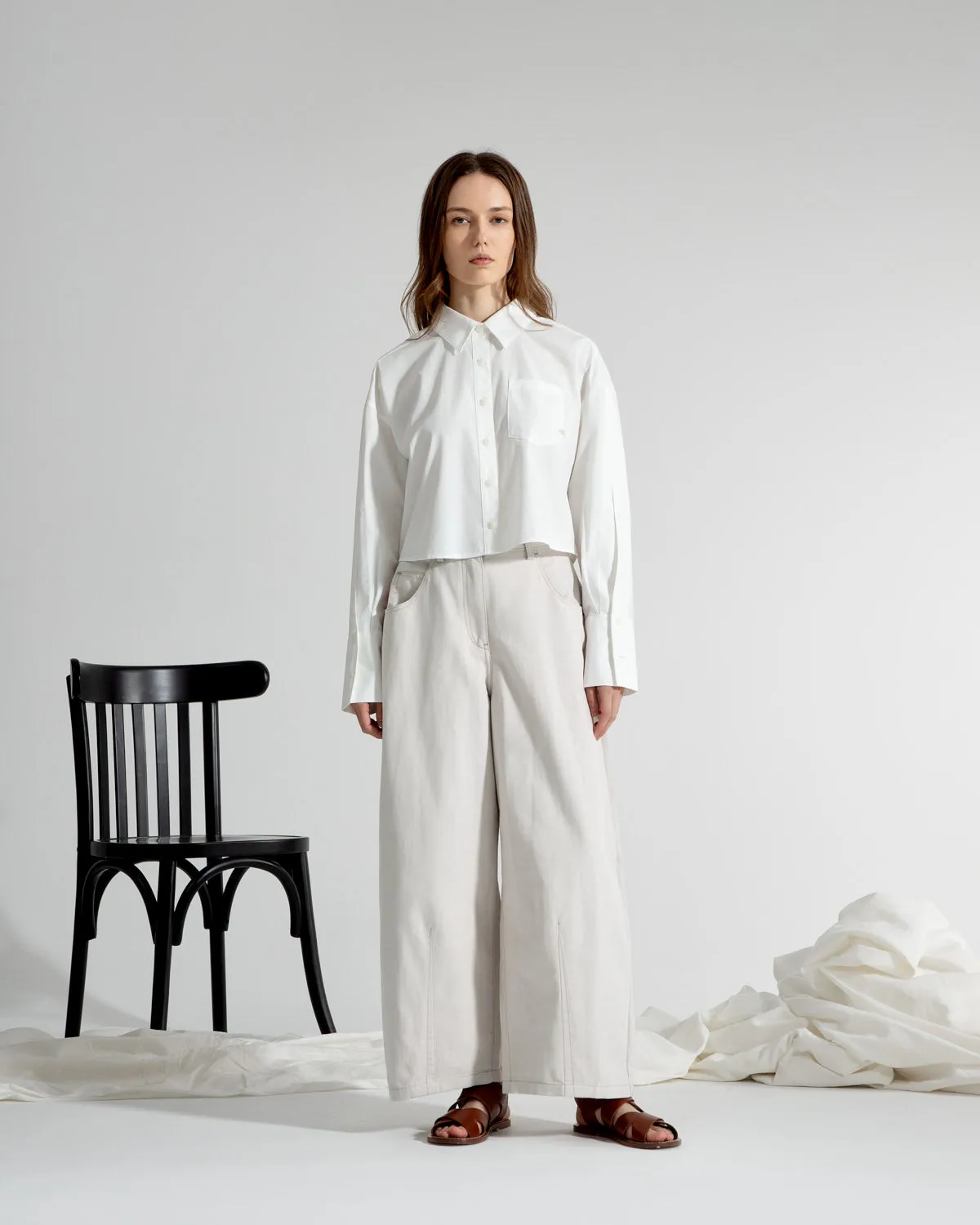 Split Sleeves Cropped Shirt sold by O.N.S product image thumbnail 2
