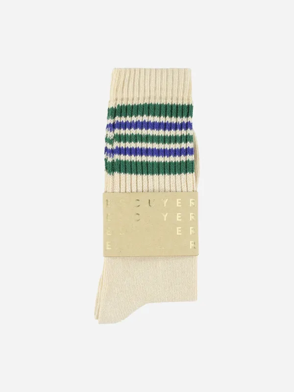 5 Stripes Crew Socks made by Escuyer