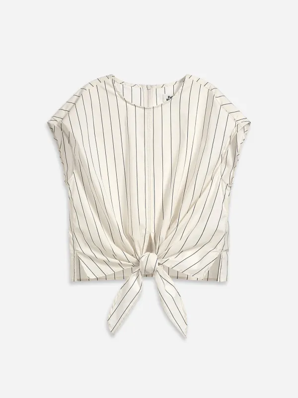 Striped Tie Waist Top made by O.N.S