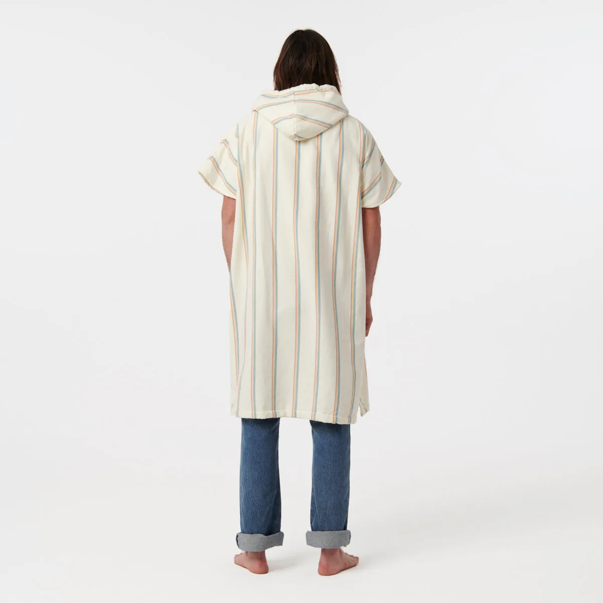 Baja Stripe Fouta Lightweight Turkish Poncho - Cream sold by SLOWTIDE product image thumbnail 3