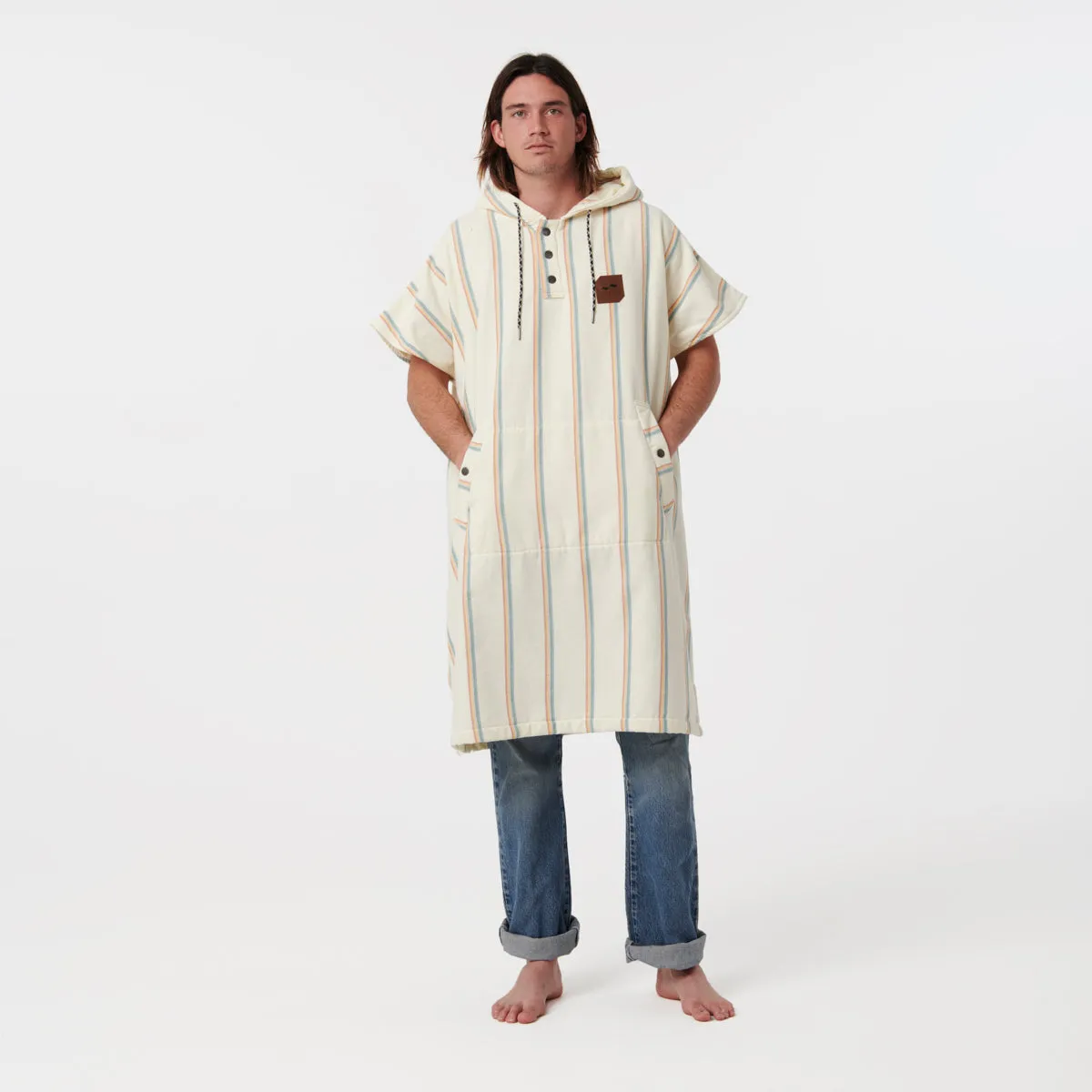 Baja Stripe Fouta Changing Poncho - Cream L/XL sold by SLOWTIDE