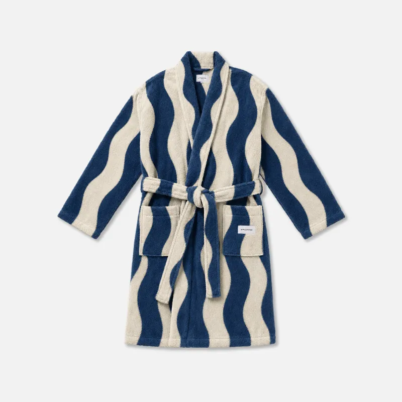 Slowtide Stripe Bath Robe - Indigo made by SLOWTIDE
