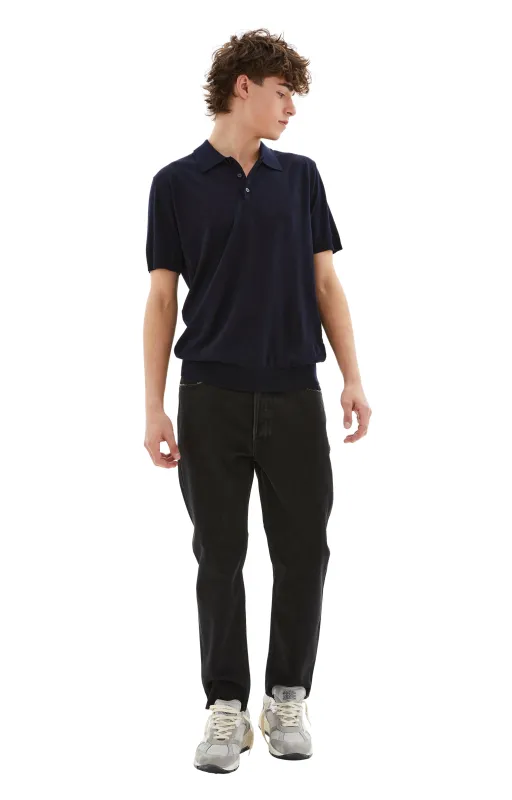 Men's Knitted Polo T-shirt (Navy) sold by TONS