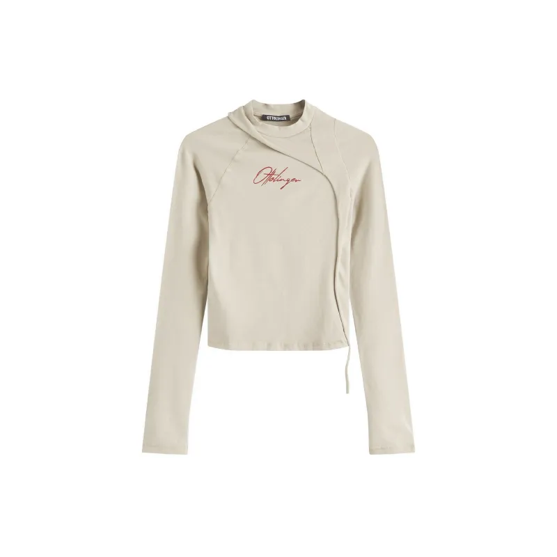Deconstructed Fitted Long-sleeve T-shirt (Beige) sold by TONS