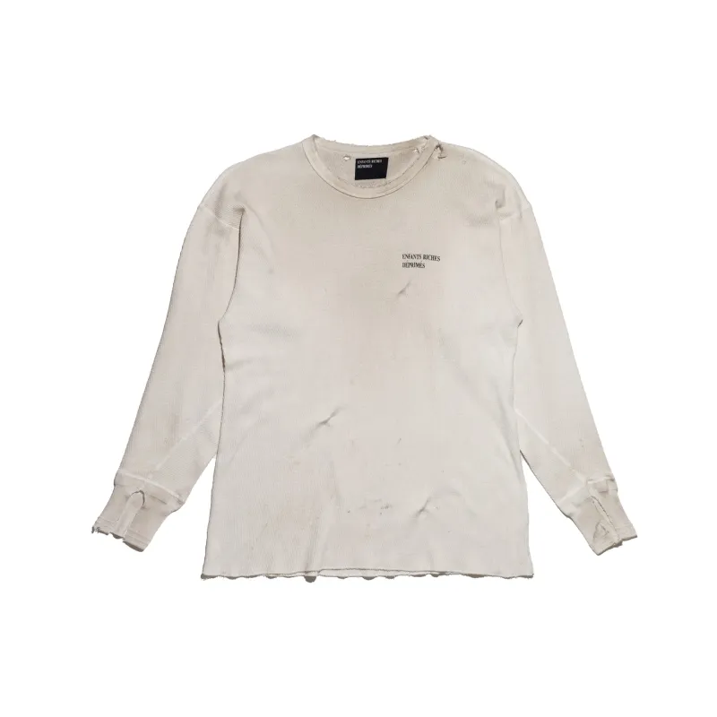 Classic Logo Distressed Thermal Long Sleeve (Dirty White) sold by TONS