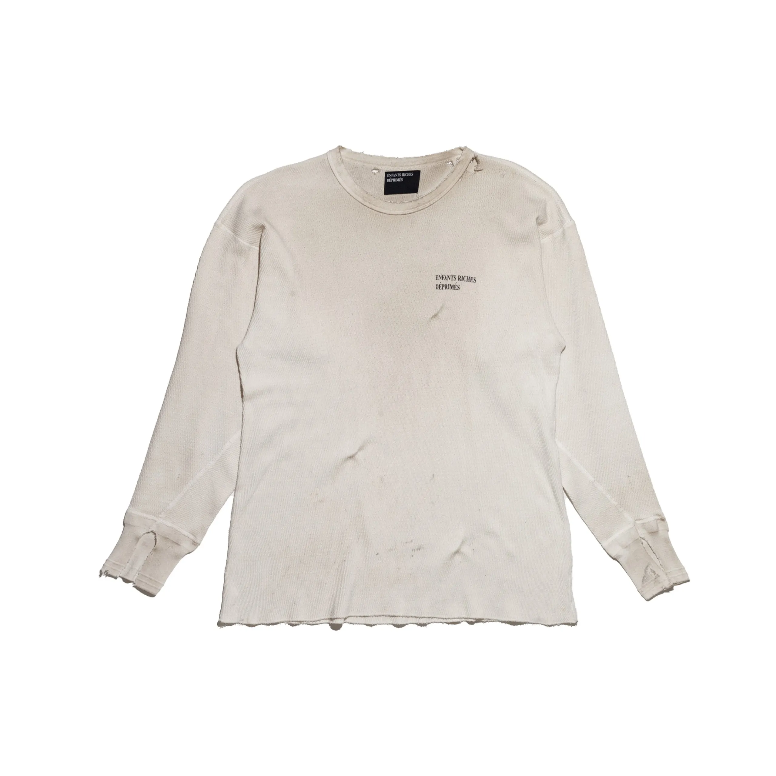 Classic Logo Distressed Thermal Long Sleeve (Dirty White) sold by TONS