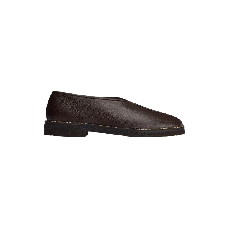 Women's Piped Crepe Slippers (Dark Brown) made by Lemaire
