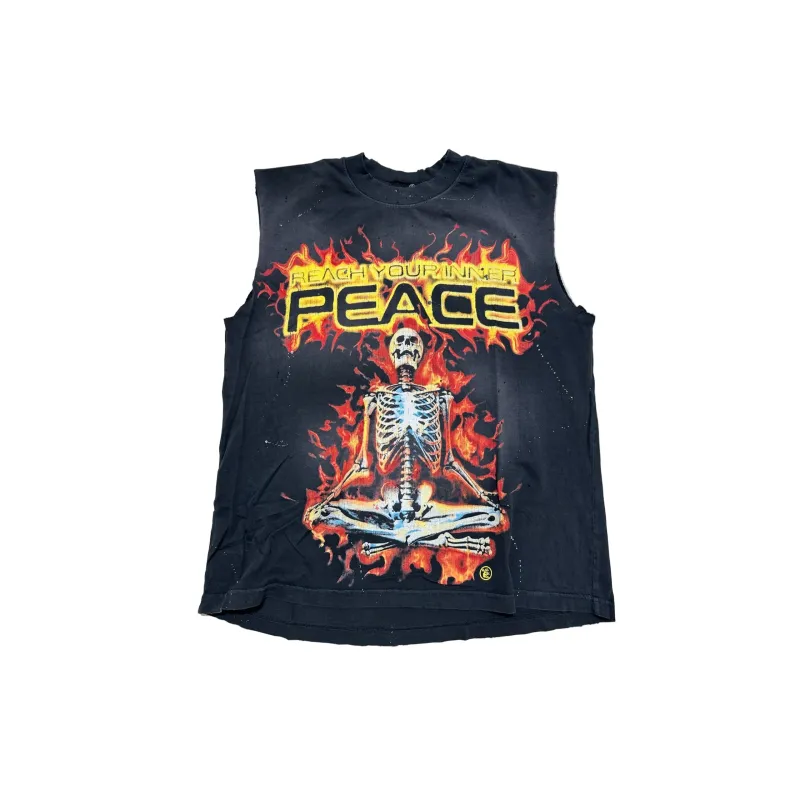 Inner Peace Skeleton Sleeveless T-shirt (Black) sold by TONS