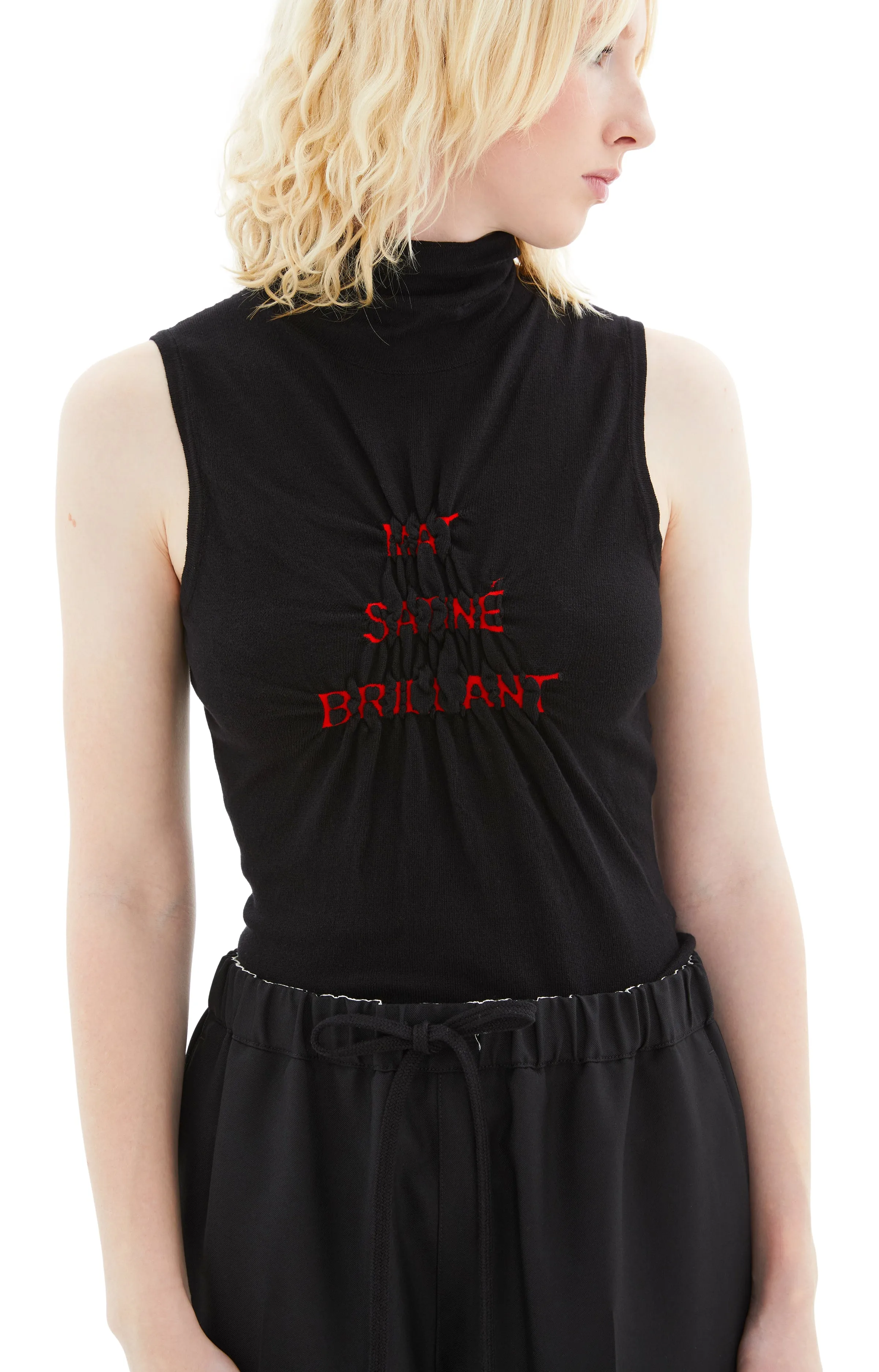 MM6 Ribbed Top (Black/Red) sold by TONS