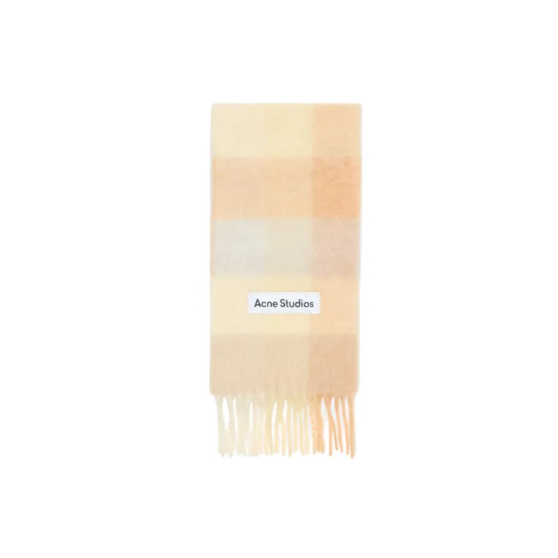 Mohair Checked Scarf (Peach/White/Beige) made by Acne Studios