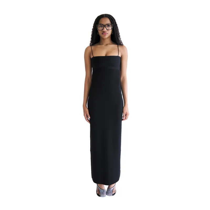 Cami Band Slip Dress W/ Logo (Black) sold by TONS