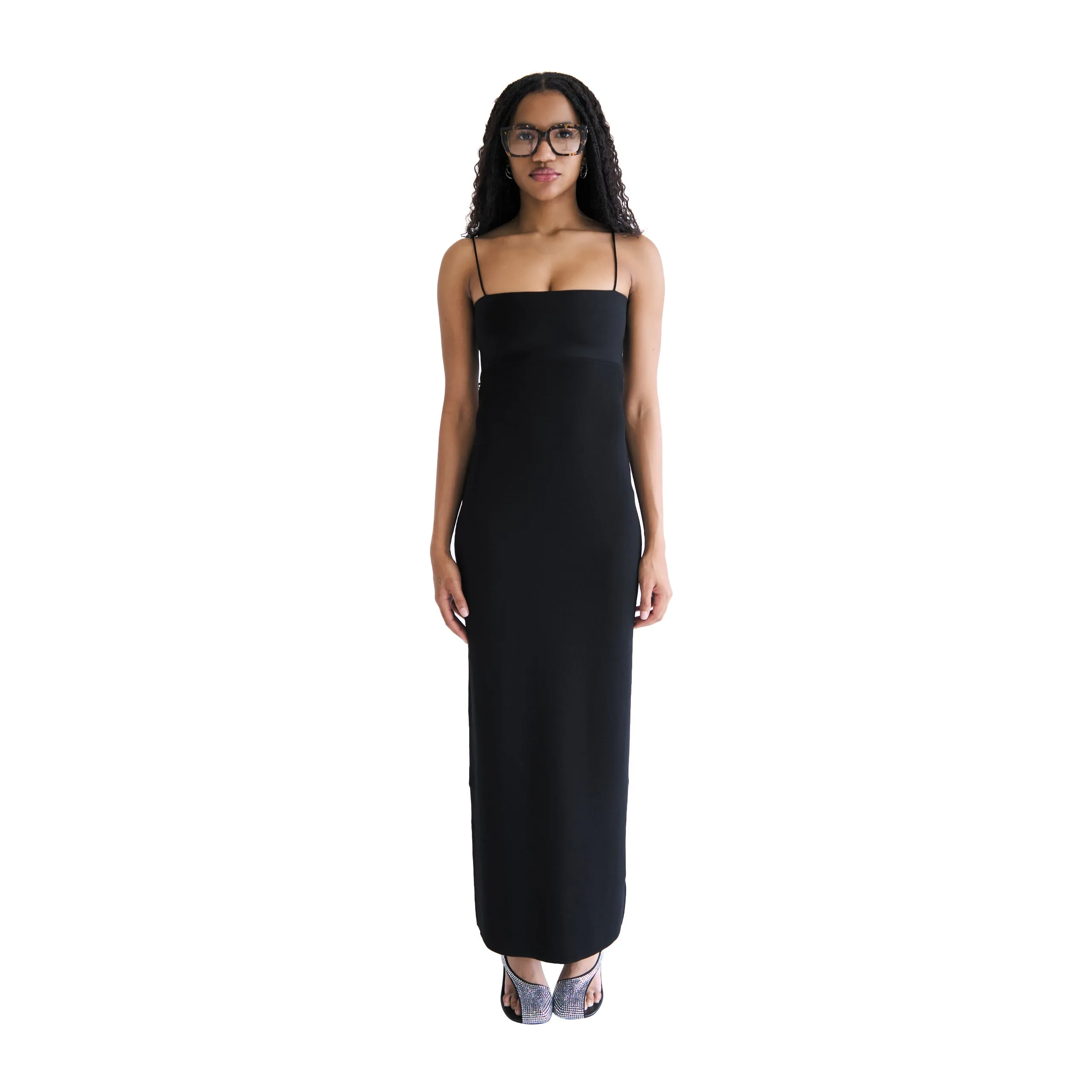 Cami Band Slip Dress W/ Logo (Black) sold by TONS