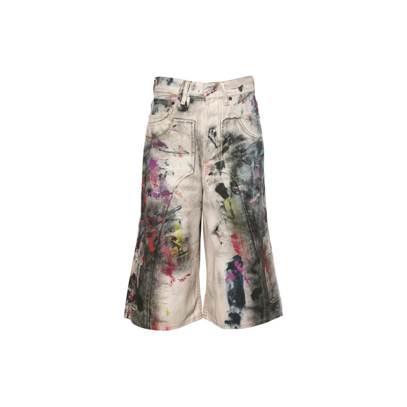 Denim Shorts (White/Multicolor) sold by TONS