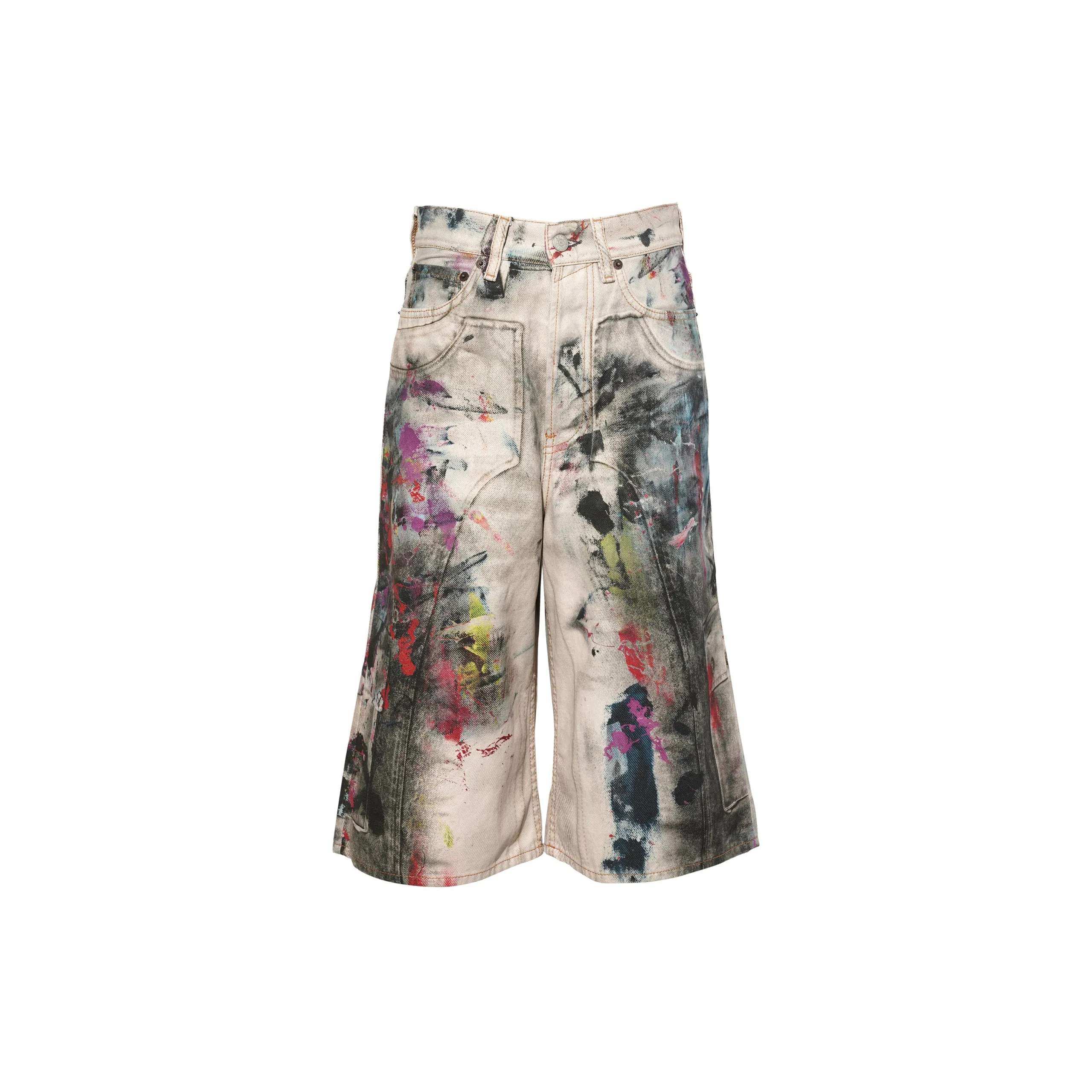 Denim Shorts (White/Multicolor) sold by TONS