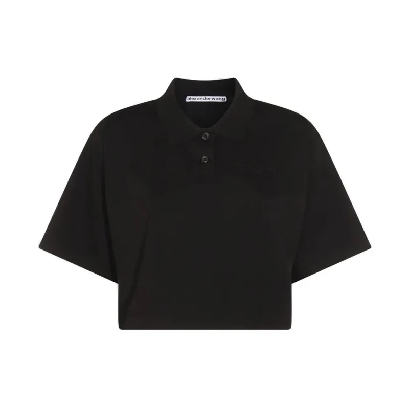 Short Sleeved Cropped Polo T-shirt (Black) made by Alexander Wang