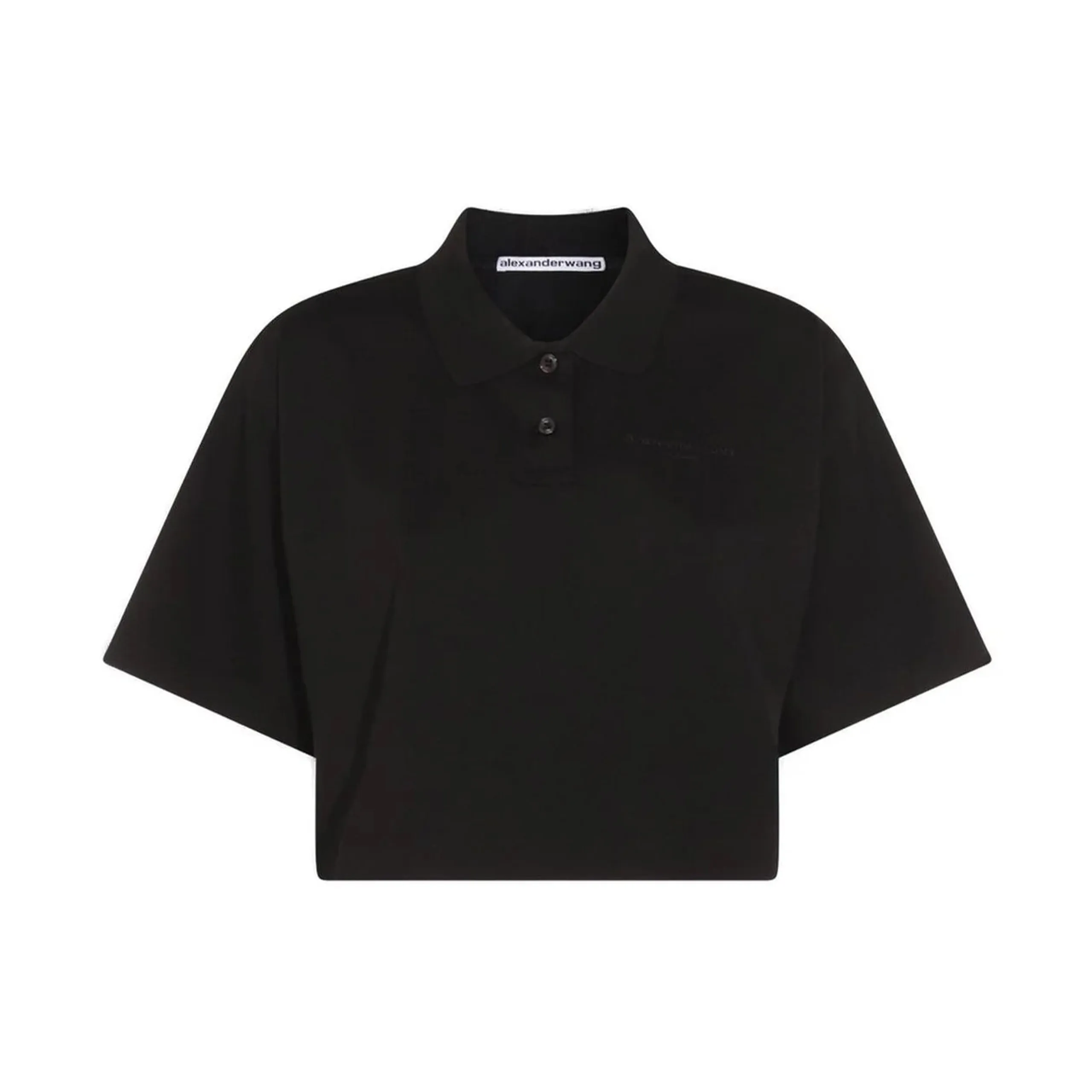 Short Sleeved Cropped Polo T-shirt (Black) sold by TONS