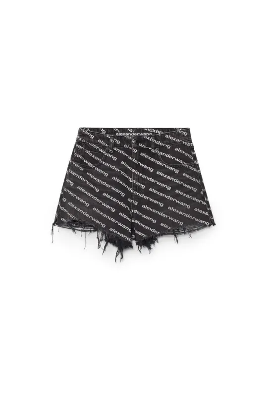 Bite Logo Short In Grey Aged Denim (Gray Aged/White) made by TONS