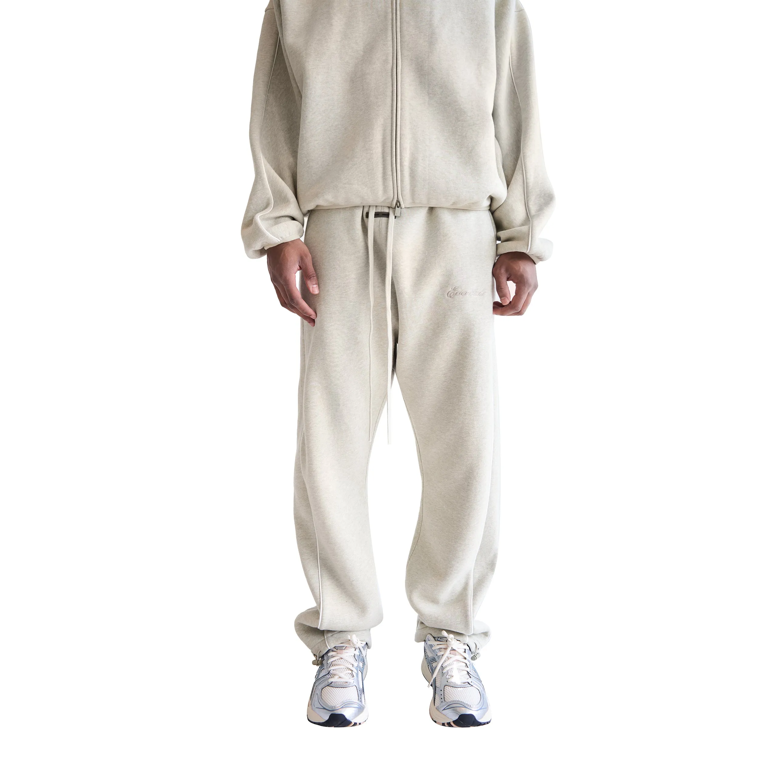 Relaxed Fleece Sweatpants With Piping (Heather Stone/Cloud White) sold by TONS product image thumbnail 2