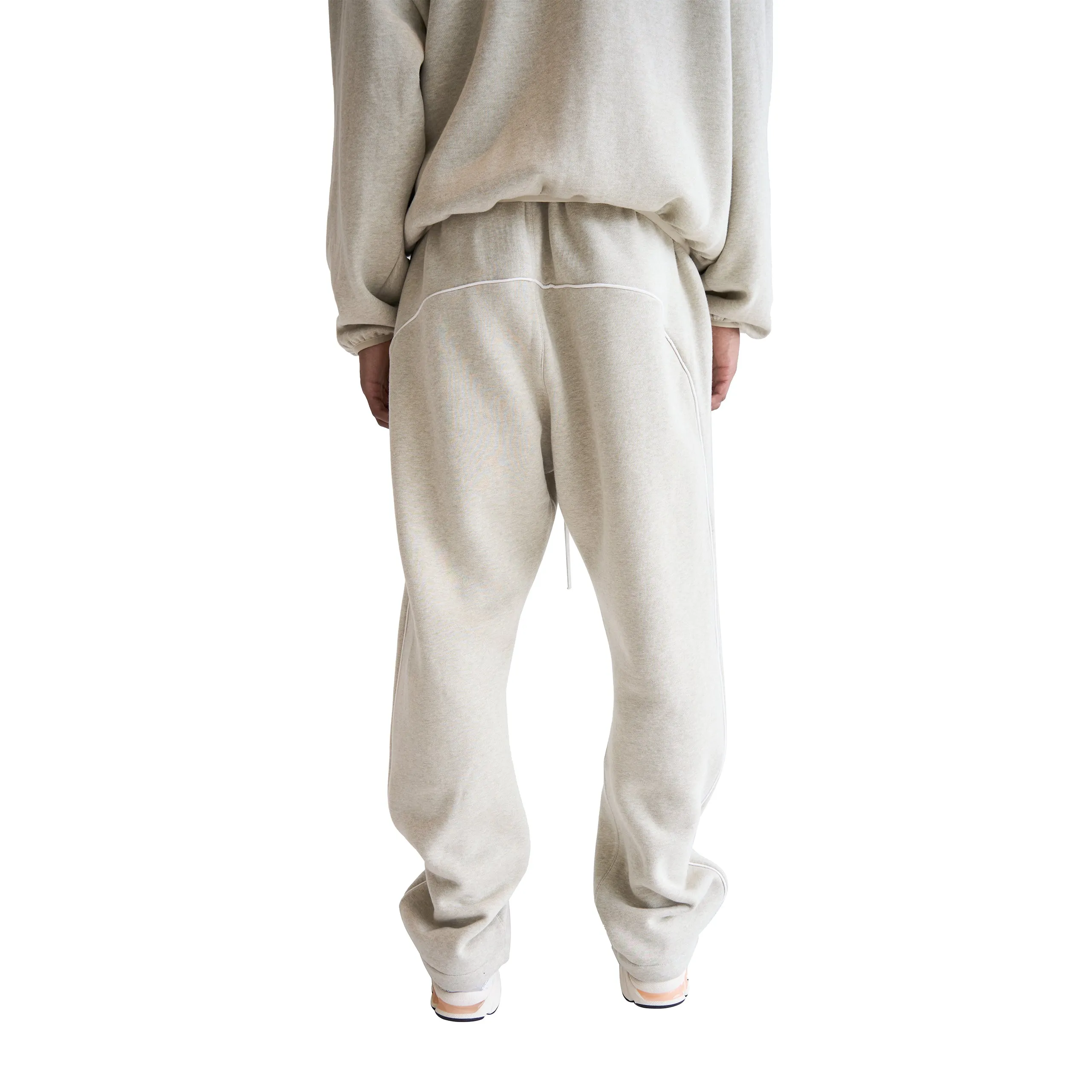 Relaxed Fleece Sweatpants With Piping (Heather Stone/Cloud White) sold by TONS product image thumbnail 4