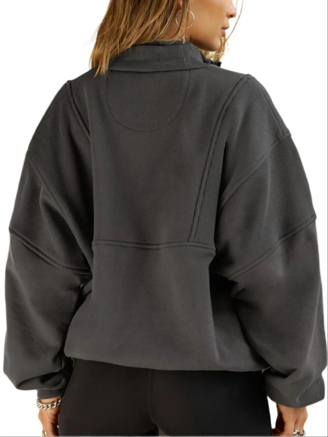 Retro Half Zip (Charcoal Luxe French Terry) sold by TONS product image thumbnail 4
