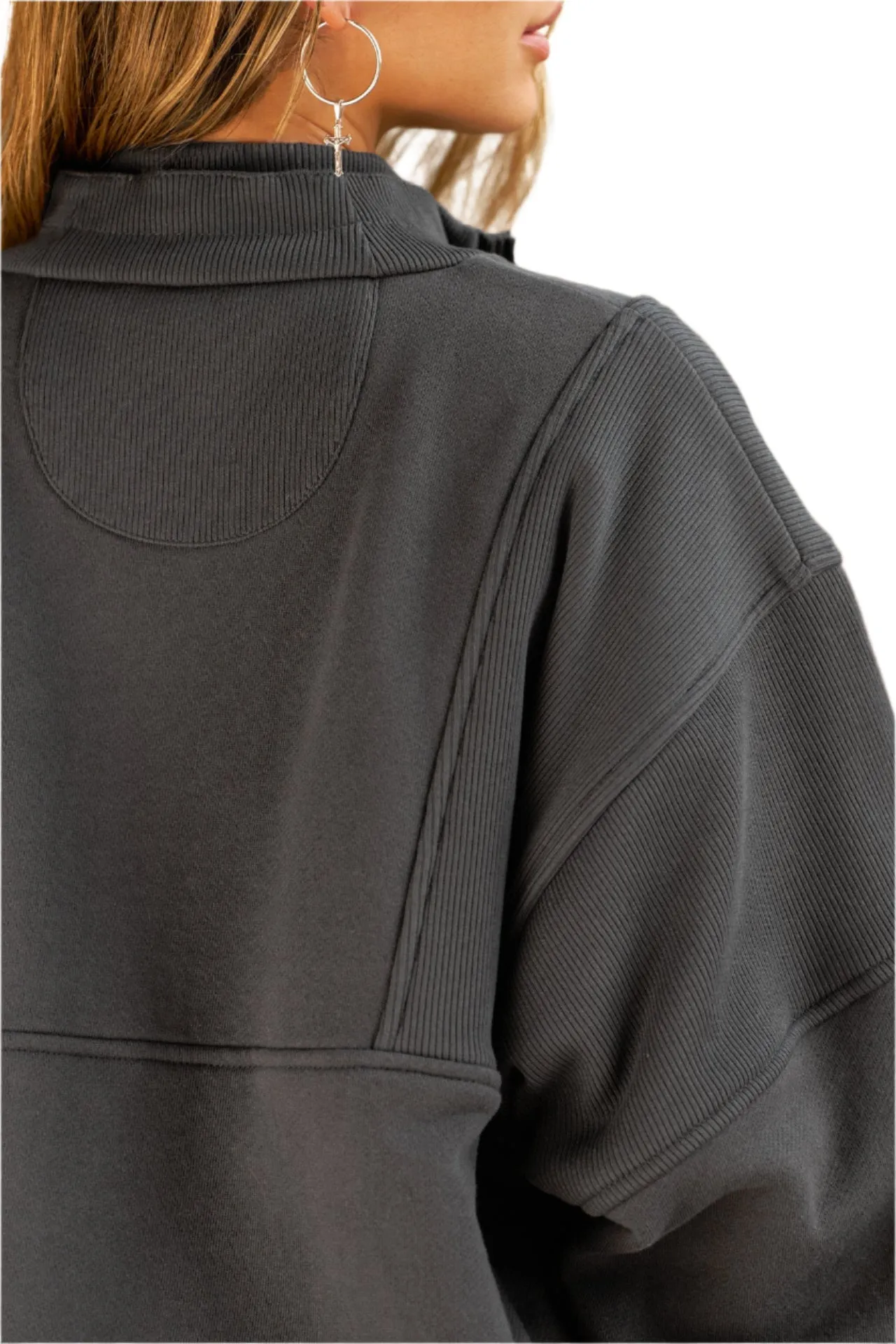 Retro Half Zip (Charcoal Luxe French Terry) sold by TONS product image thumbnail 3