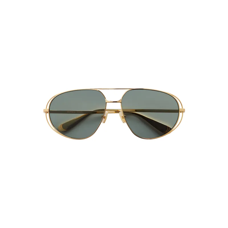 Classic Aviator Sunglasses (Gold/Green) made by Bottega Veneta