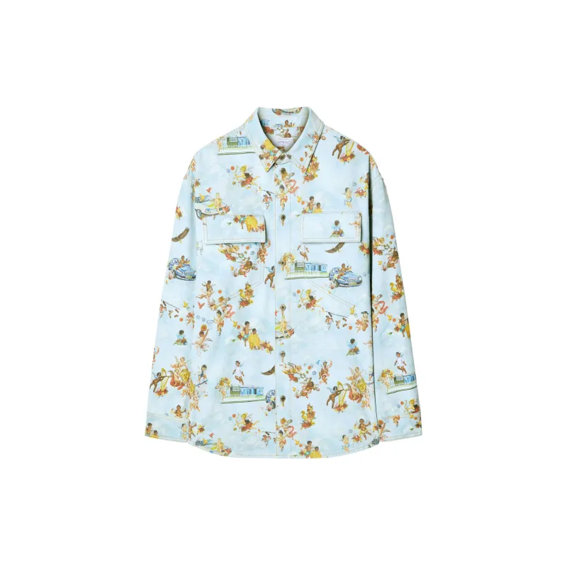 Fresco-Print Denim Shirt (Multicolor) sold by TONS