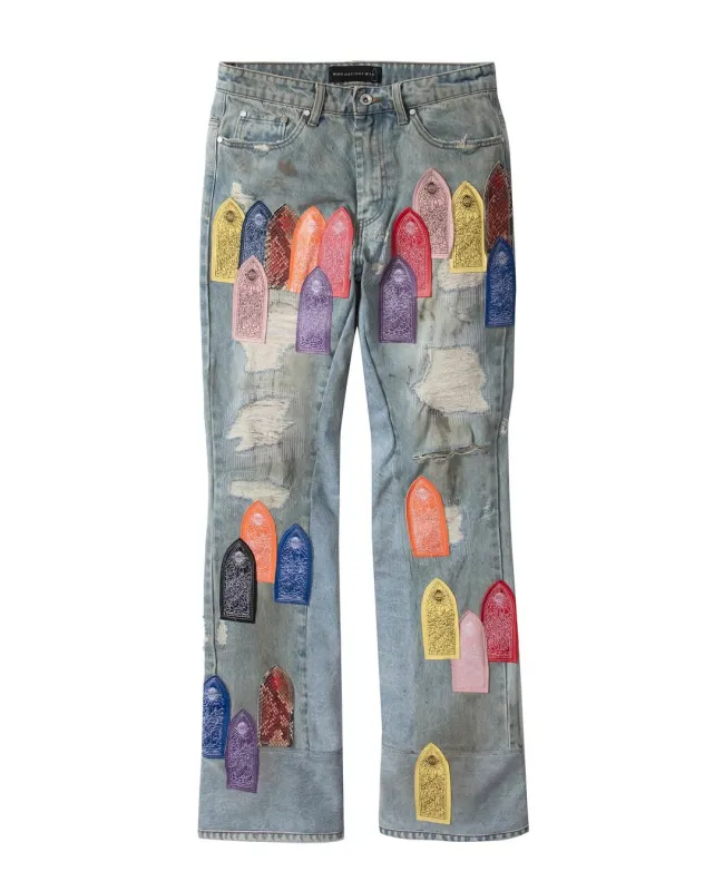 Patch Arched Repaired Distressed Denim (Multicolor) sold by TONS