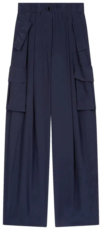 Loose Fit Polkar Pleated Workwear Pants (Navy) sold by TONS