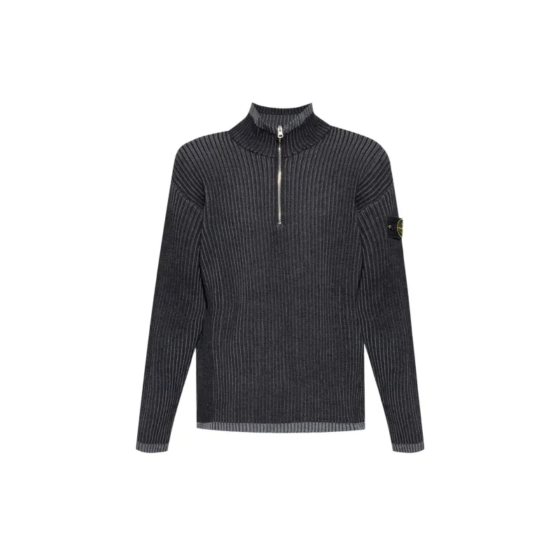 Stone Island Logo-Patch High Neck Jumper (Melange Charcoal) sold by TONS