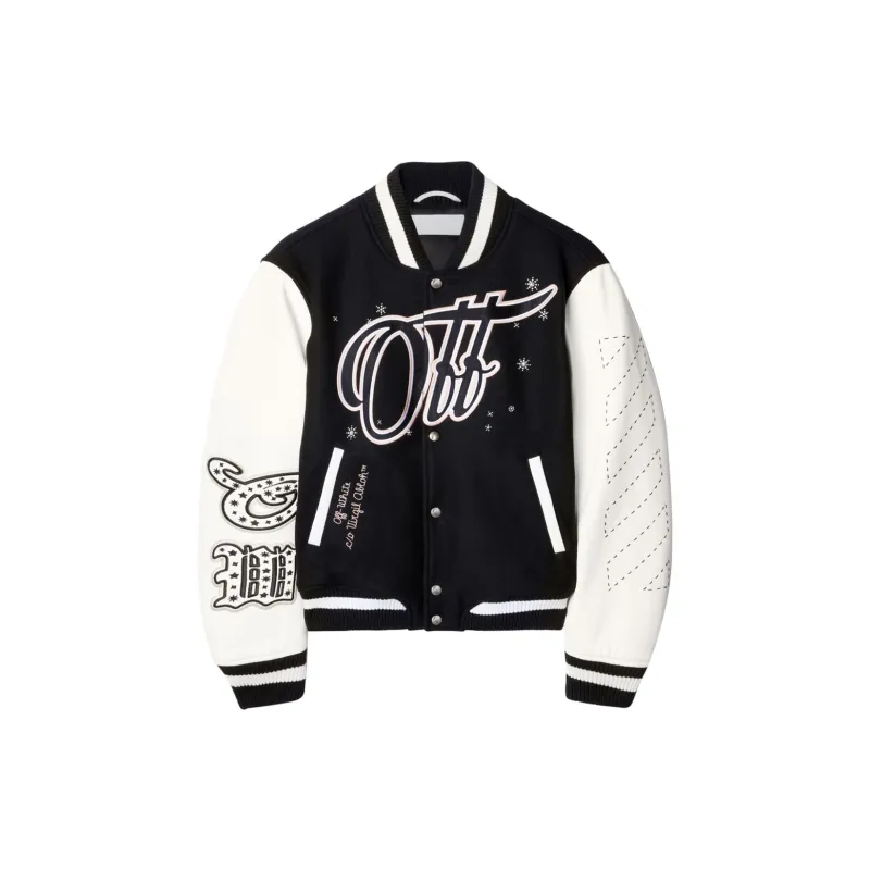 WO EMB Bling Stars Varsity Jacket (Black/Off-White) made by Off-White